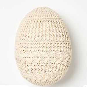 Threshold Egg Shaped Cream Color Crochet Accent Throw Pillow 12.5" Tall - New